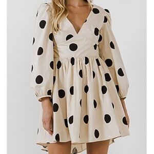 English Factory Polka Dot Puff Sleeve Dress